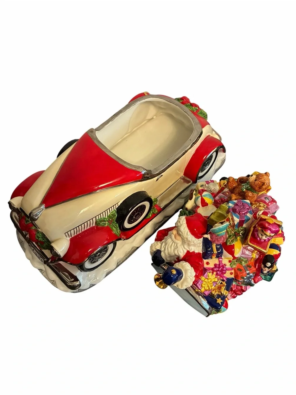 Christopher Radko Santa Rolls in Centerpiece Cookie Jar Vintage Collectible